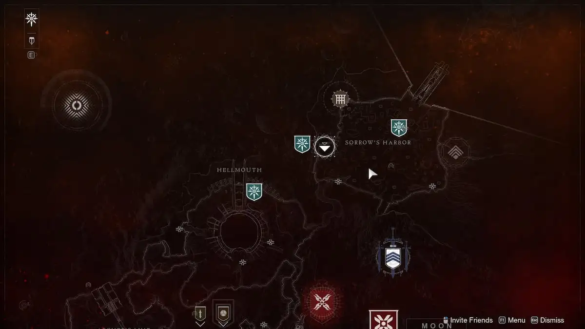 Destiny 2 Hive Hacking markers on the Moon map