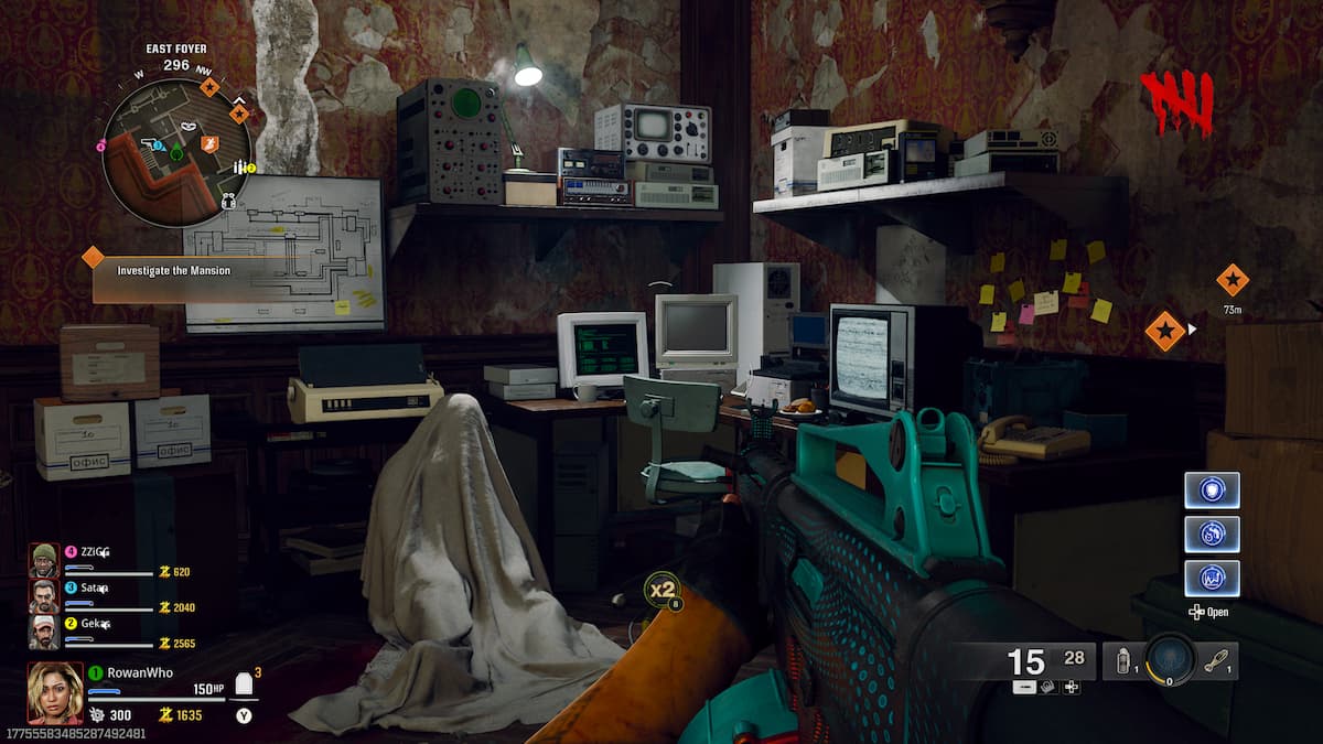 looking at computers in the mansion